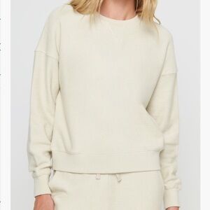 New Spiritual Gangster Andi Waffle Fleece Sweatshirt in Birch Women's L